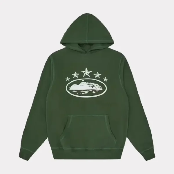 Corteiz 5 Starz Alcatraz Hoodie Green (1)