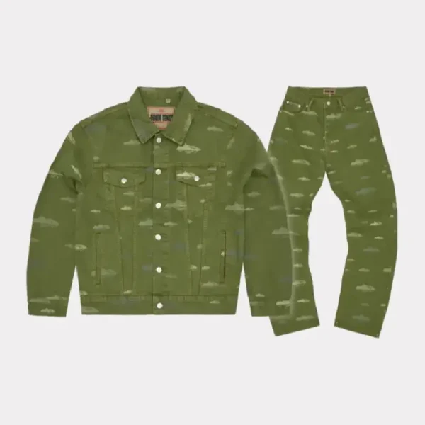 Corteiz Alcatraz Pattern Khaki Tracksuit (1)